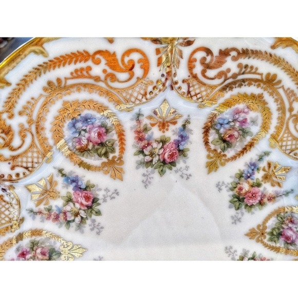 Vintage RARE Jean Pouyat Limoges Gold Gild Plate Floral - Picture 5 of 10